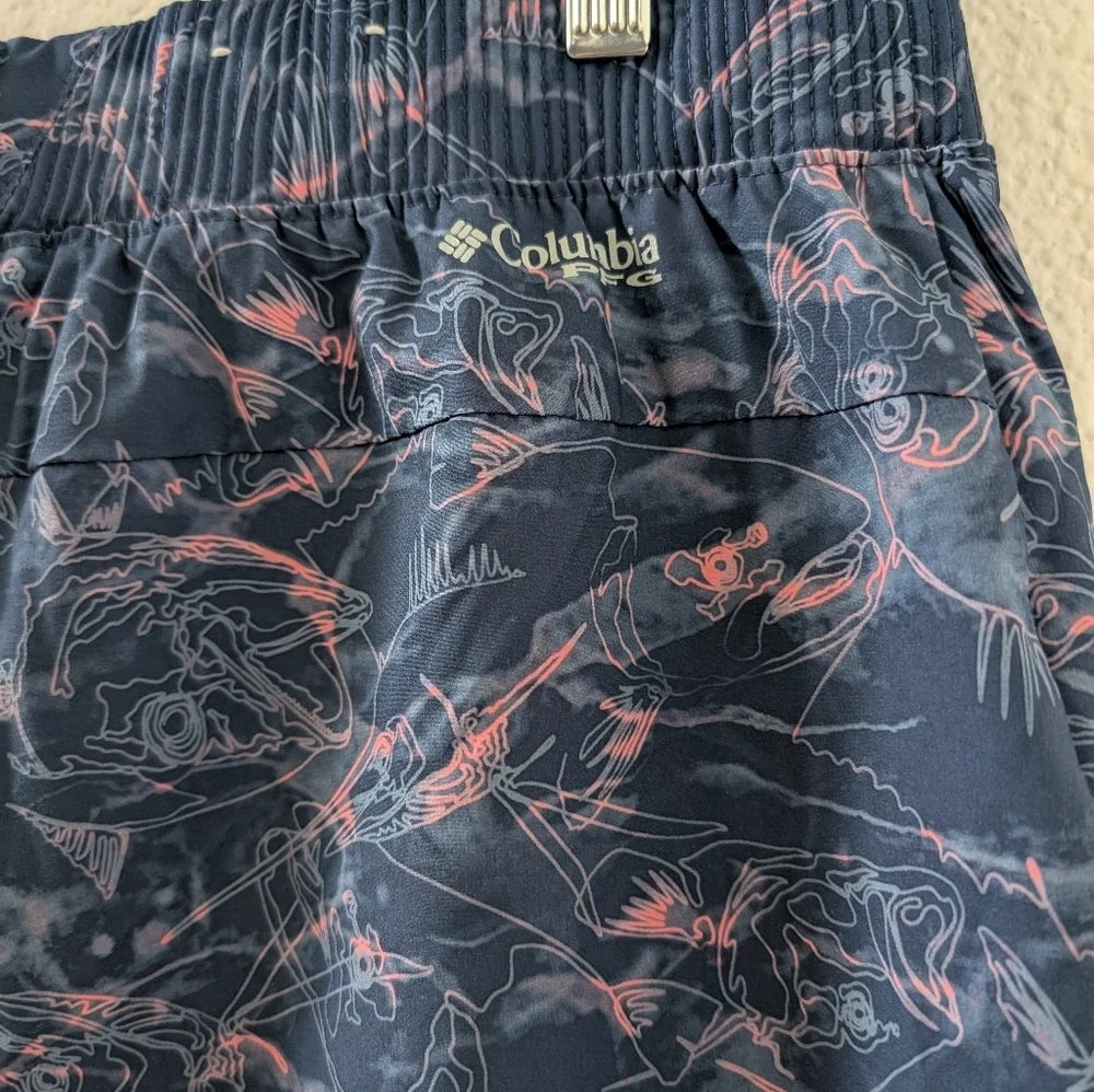 Columbia PFG Back cast XL Shorts Blue Pink Fishing - Picture 4 of 7